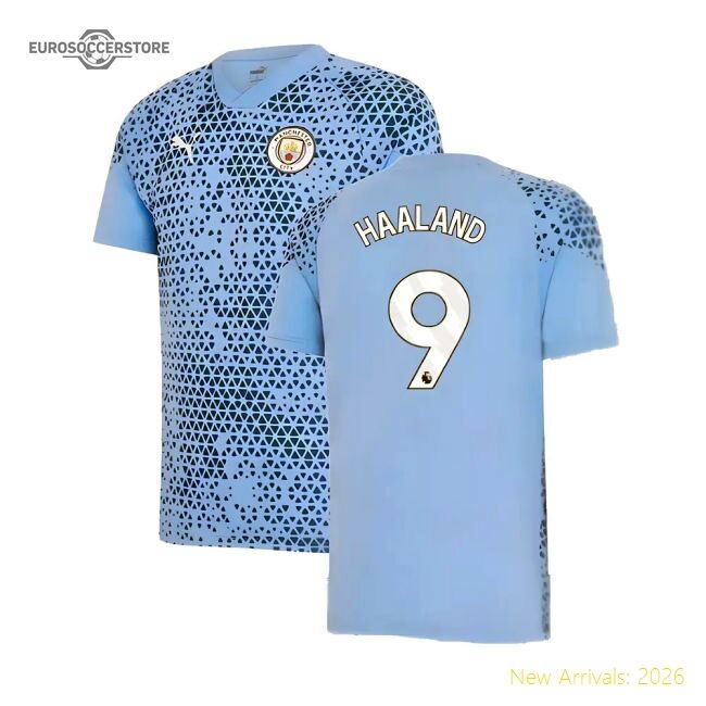 Authentic 2023-2024 Man City Training Jersey (light Blue) (haaland 9