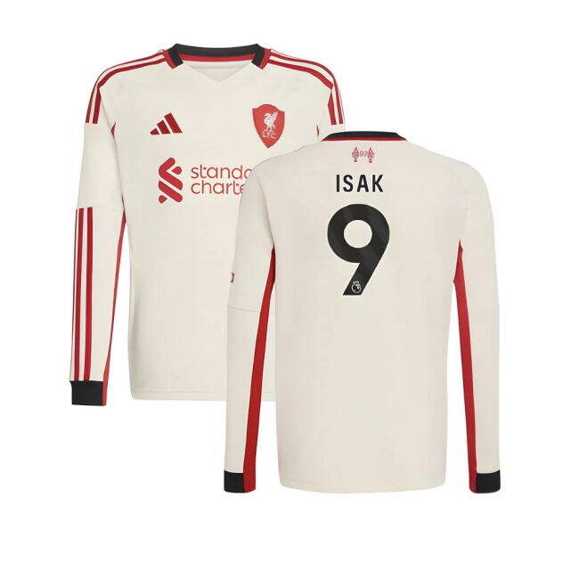 2025-2026 Liverpool Away Long Sleeve Shirt (Kids) (Isak 9)