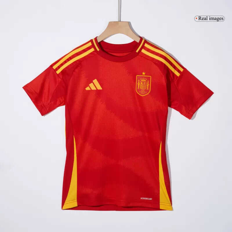 Kid's Spain Home Soccer Jersey Kit(Jersey+Shorts+Socks) 2024/25Authent