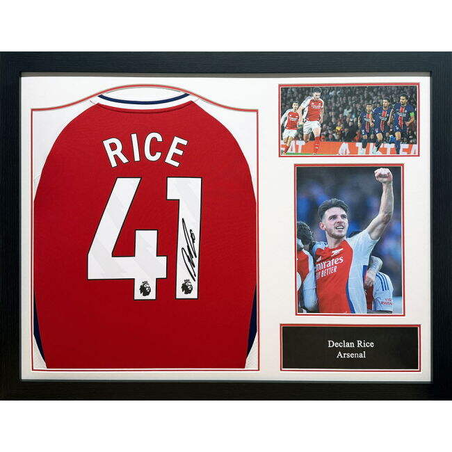 Arsenal FC Rice Signed Shirt (Framed) (Match Day)