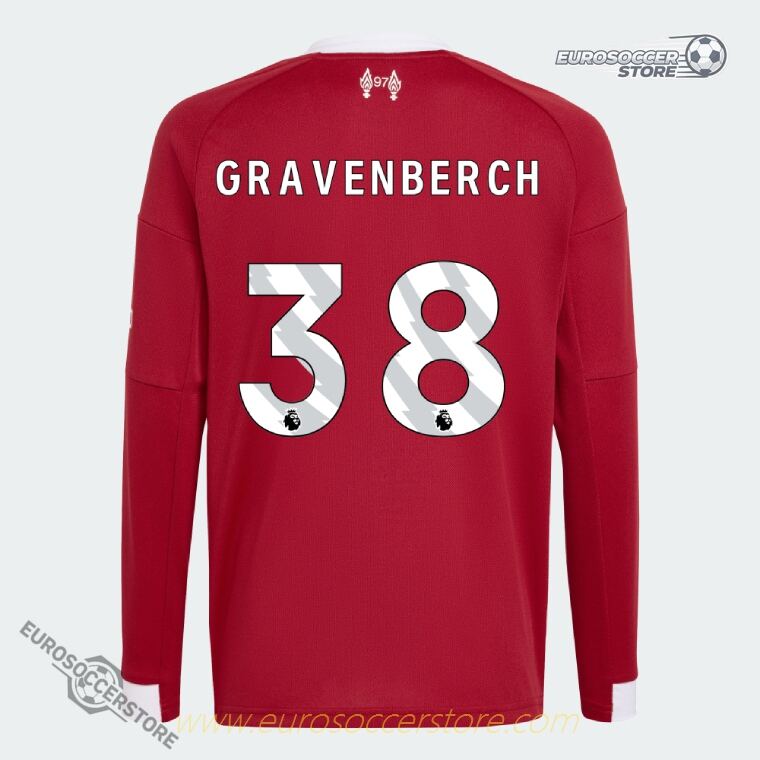 Long Sleeve Home Jersey of Liverpool for 25-26 Season with GRAVENBERCH 38