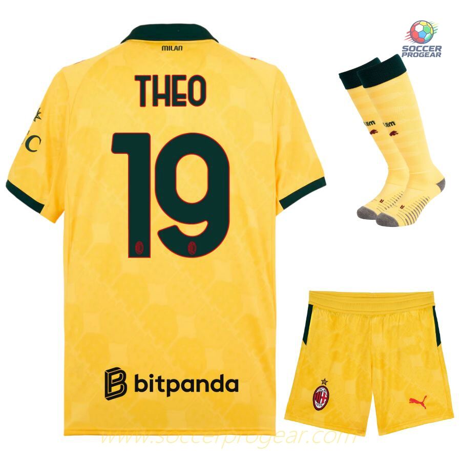 Milan AC Third Kids Editionren's Soccer Uniform Football Jersey 2025/26 Collection Theo