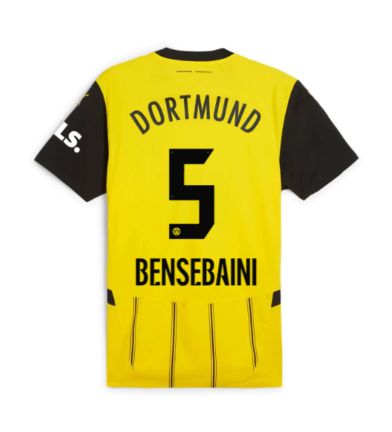 Borussia Dortmund's 24-25 Home Jersey, featuring Bensebaini with the number 5