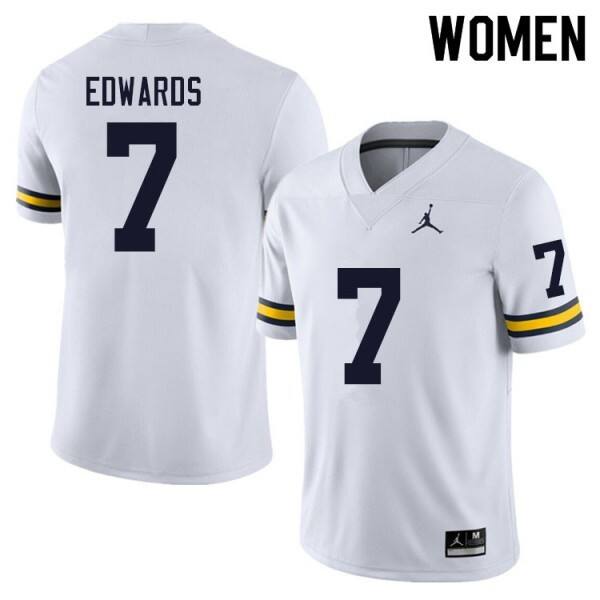 Jordan Michigan Wolverines White #7 Women White Premium Stitched