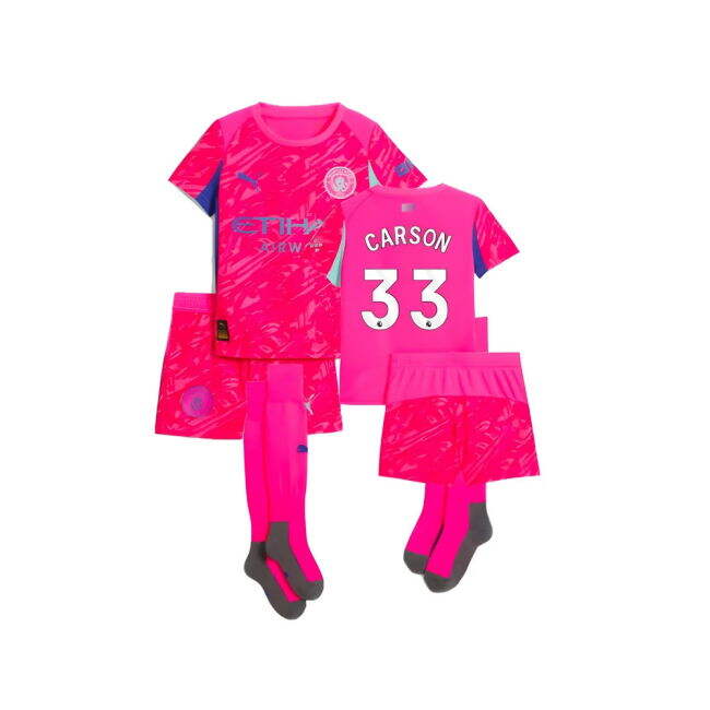 2025-2026 Man City Home Goalkeeper Mini Kit (Pink) (Carson 33)