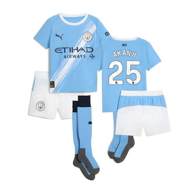 Modern Man City 2025-2026 Man City Home Mini Kit (Akanji 25) for Su...