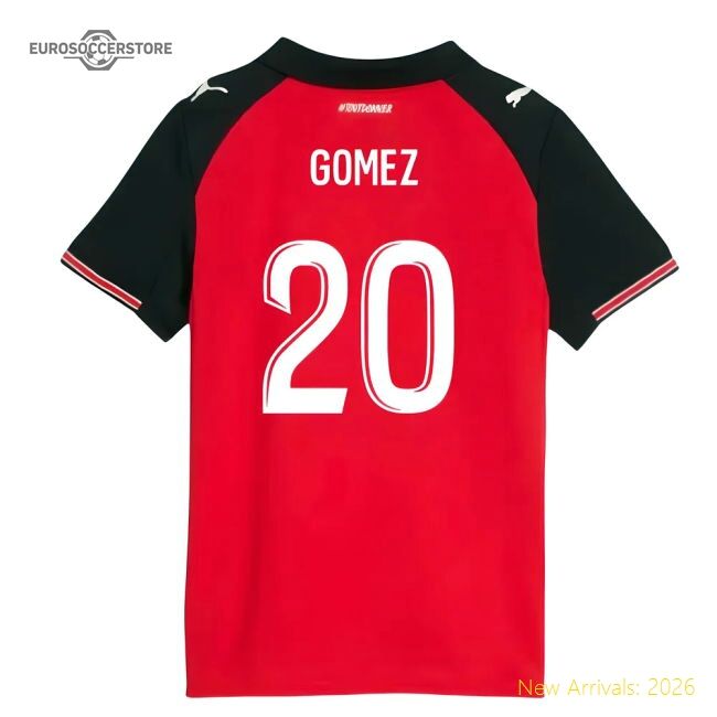 Authentic 2025-2026 Stade Rennais Home Shirt (Kids) (Gomez 20)