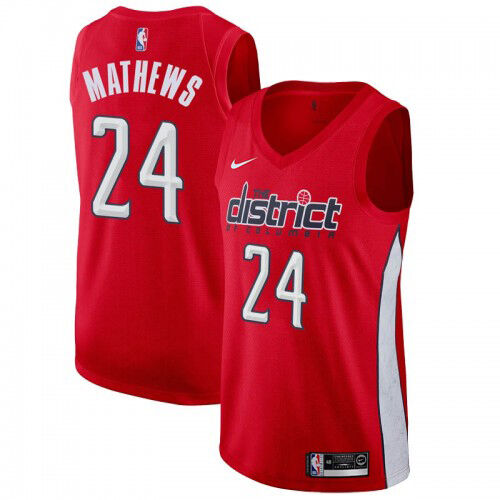 Wizards #24 Garrison Mathews Premium 2024 Earned NBA Jersey - Red