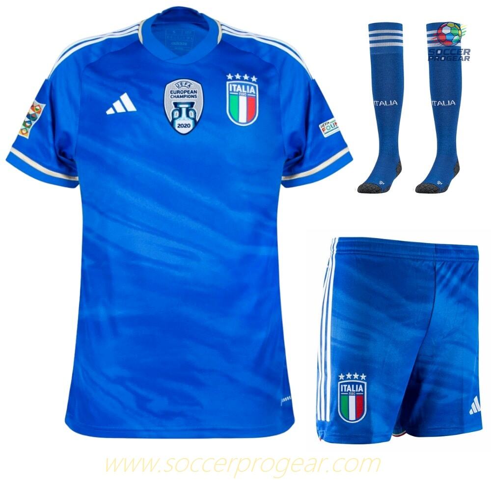 Italy Home Kids Football Jersey 2023 2024 Winner Euro 2020