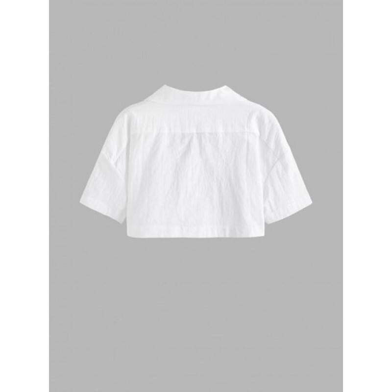 Metal Hardware Collared Cropped Top GS3967