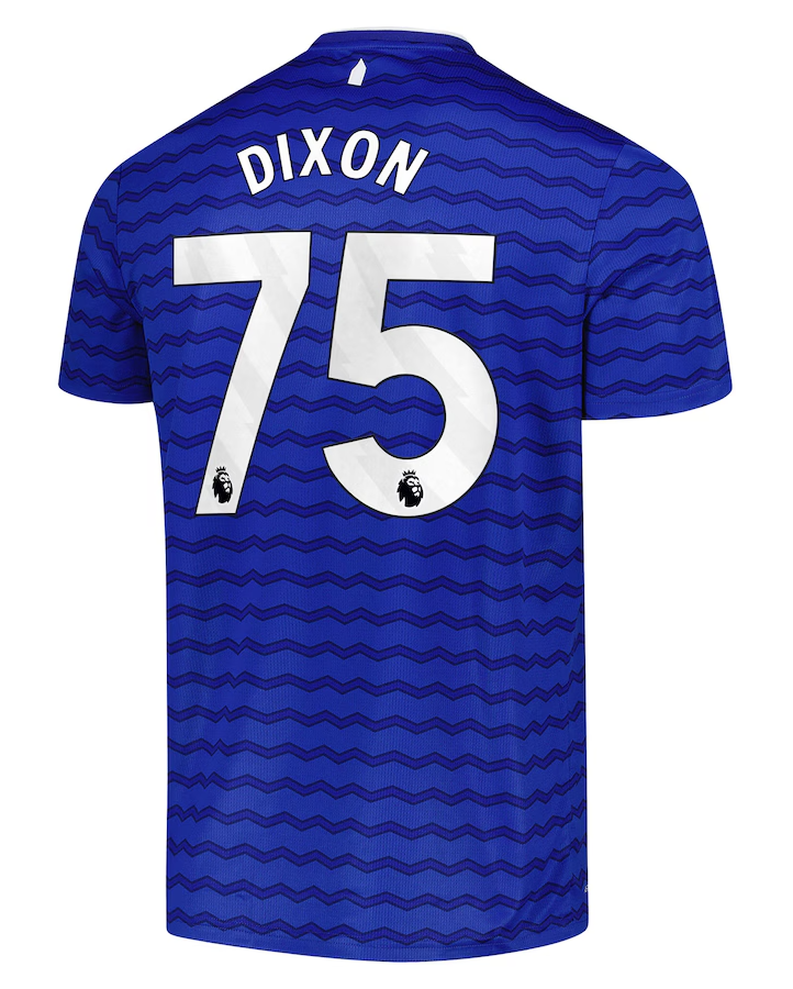 Everton's 25-26 Home Jersey featuring DIXON 75