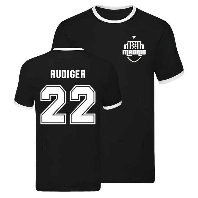 Real Madrid Ringer T-shirt (Antonio Rudiger 22) - Ultras Approved -...
