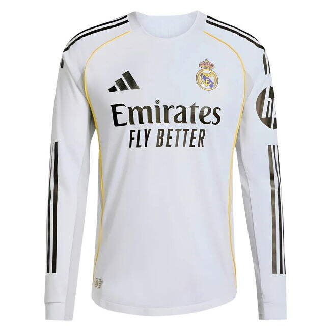 2025-2026 Real Madrid Authentic Long Sleeve Home Shirt