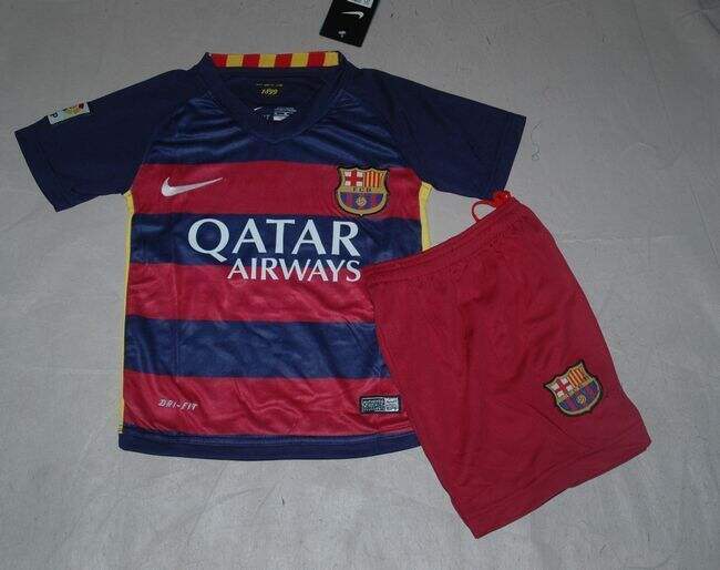 Kids Barcelona 201516 Home Soccer Kit ShortsShirt - Official Replica