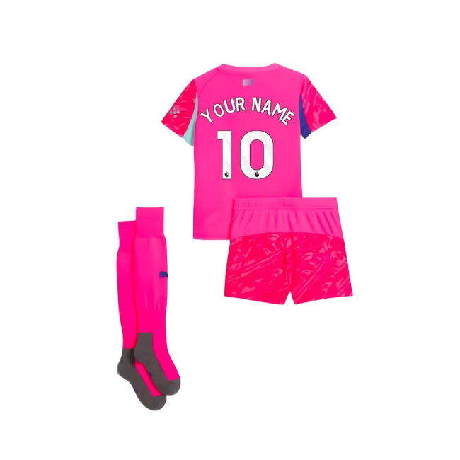 2025-2026 Man City Home Goalkeeper Mini Kit (Pink) (Your Name)
