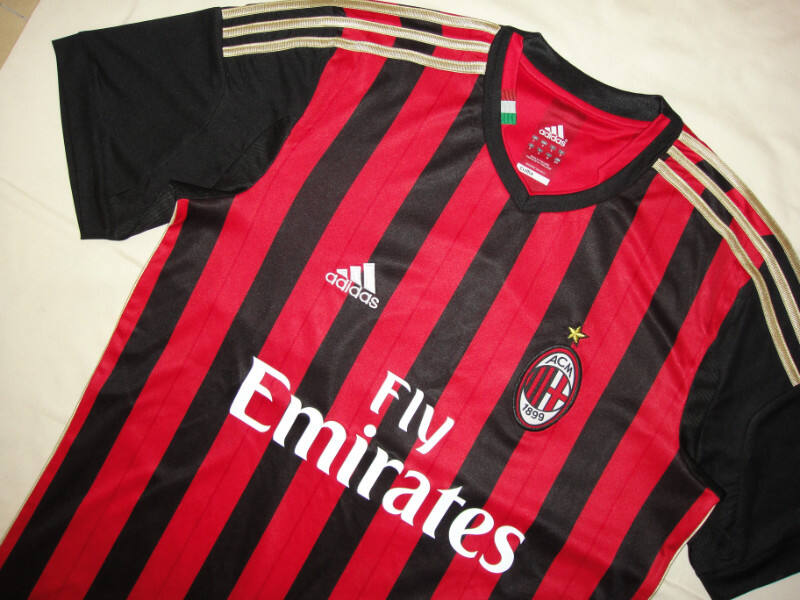 13-14 AC Milan Home RedBlack Soccer Jersey Shirt - Official Replica