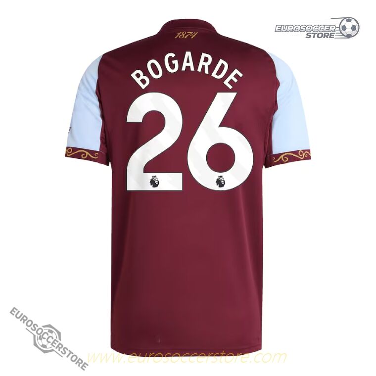 Aston Villa 25-26 Season Home Jersey with BOGARDE 26 Printing