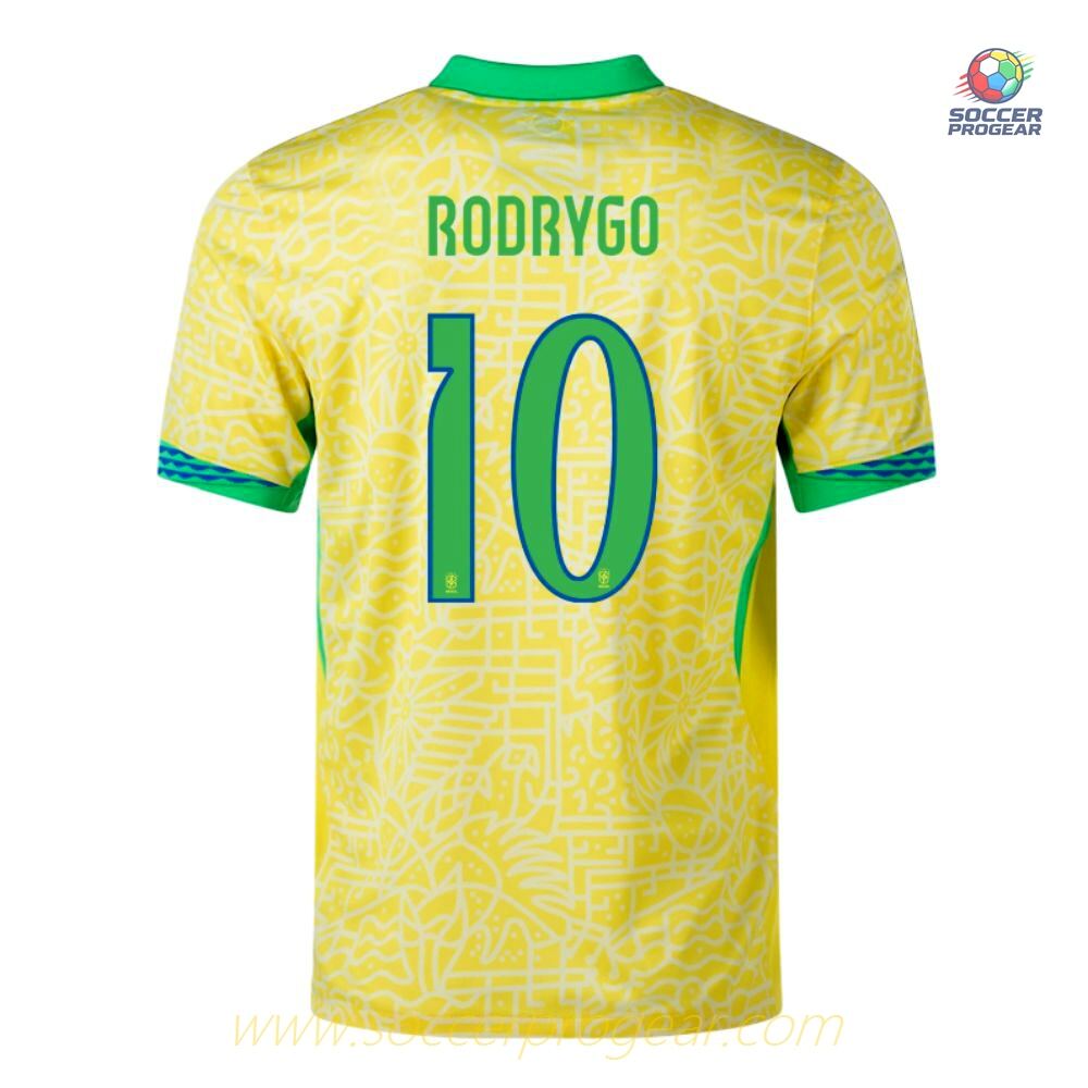 Children's Brazil Home Soccer Shirt Soccer Shirt 2024-25 Edition Rodrygo