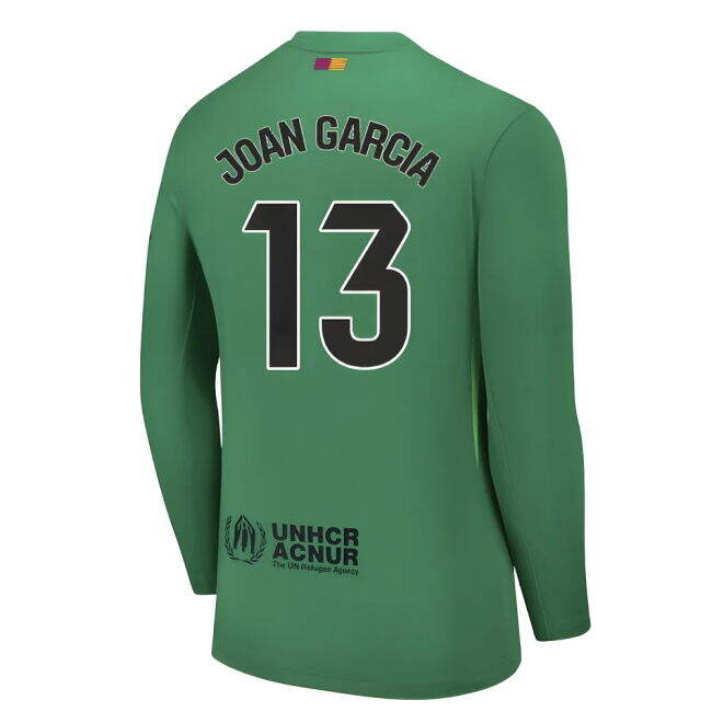2025-2026 Barcelona Home Goalkeeper Shirt (Green) (Joan Garcia 13) ...