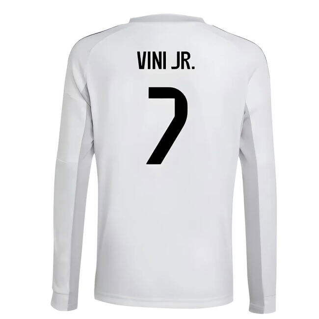 2025-2026 Real Madrid Long Sleeve Home Shirt (Kids) (Vini Jr. 7) - ...