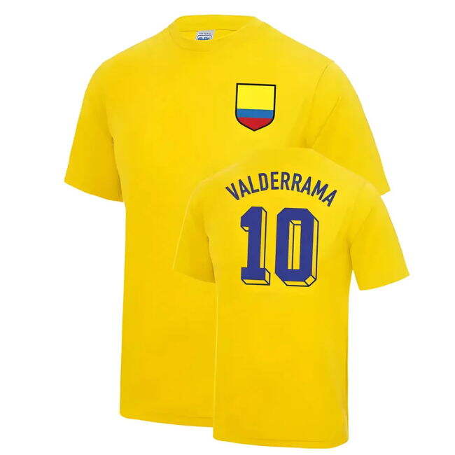 Carlos Valderrama Colombia World Cup Football T Shirt - Yellow