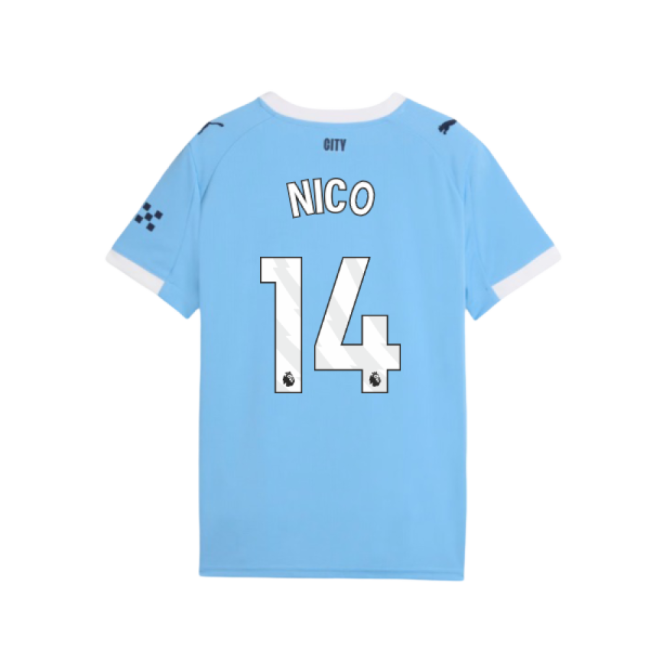 Kids Nico 14 Latest Man City Home Match Shirt 2025-2026