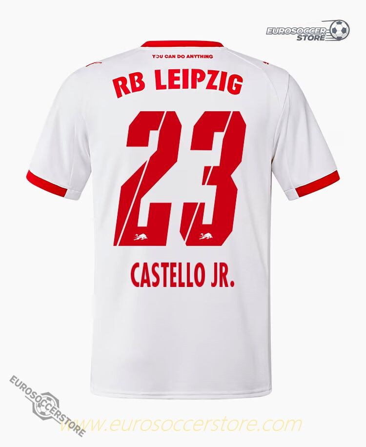 CASTELLO JR.'s RB Leipzig 2025-26 Home Jersey with the number 23