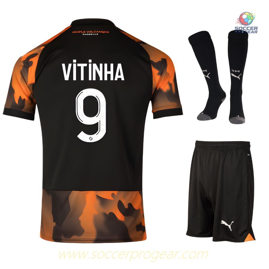 OM Ligue 1 2023 2024 Third Vitinha Youthren's Soccer Uniform Football Jersey