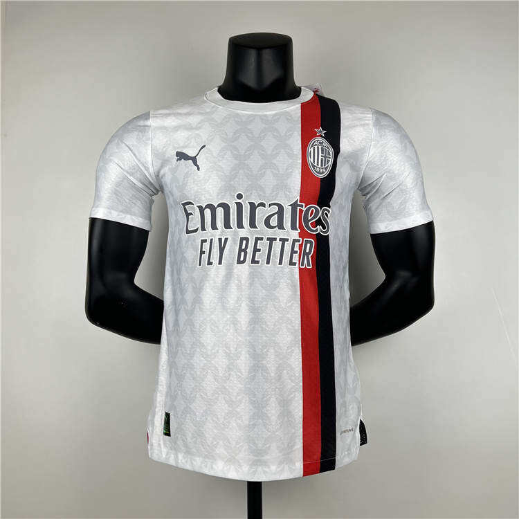AC Milan Football Shirt 2324 Away White Soccer Jersey Shirt Authentic
