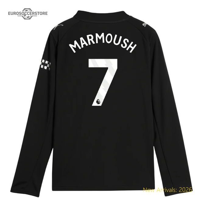 Premium 2025-2026 Man City Long Sleeve Away Shirt (kids) (marmoush 7