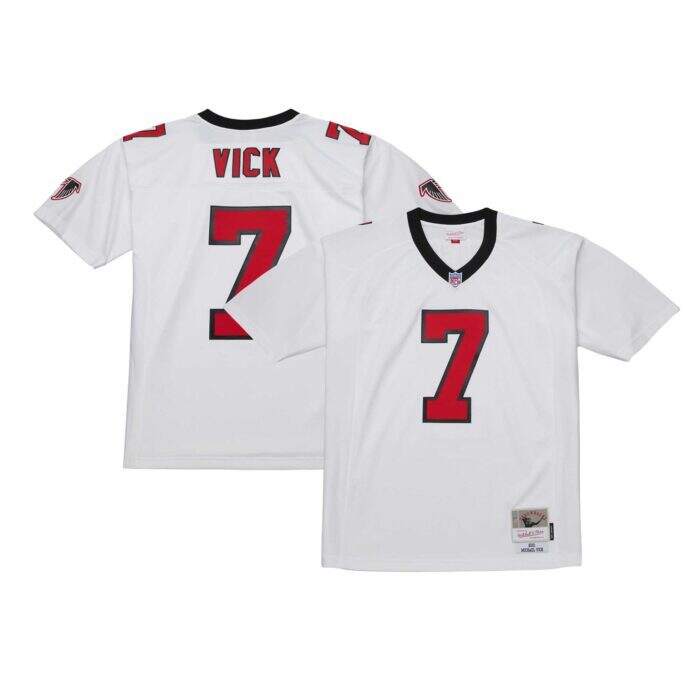 Men's Atlanta Falcons Michael Vick Mitchell & Ness White L...