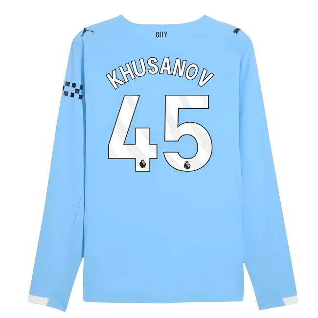 Women's 2025-2026 Man City Authentic Long Sleeve Home Shirt (Khusan...