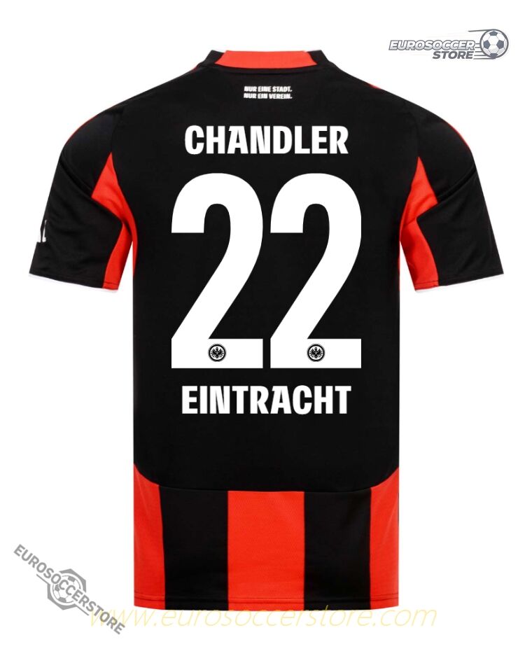 Eintracht Frankfurt's 25-26 Home Jersey featuring CHANDLER with the number 22