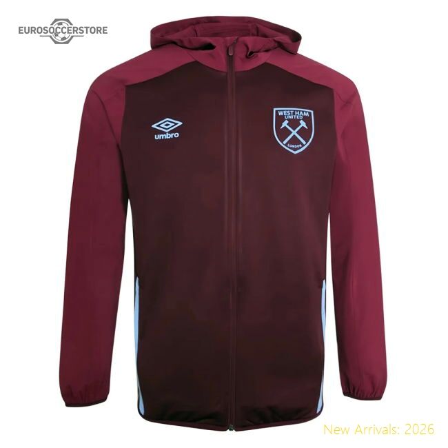 Elite 2020-2021 West Ham Hooded Jacket (claret) - Premium Quality