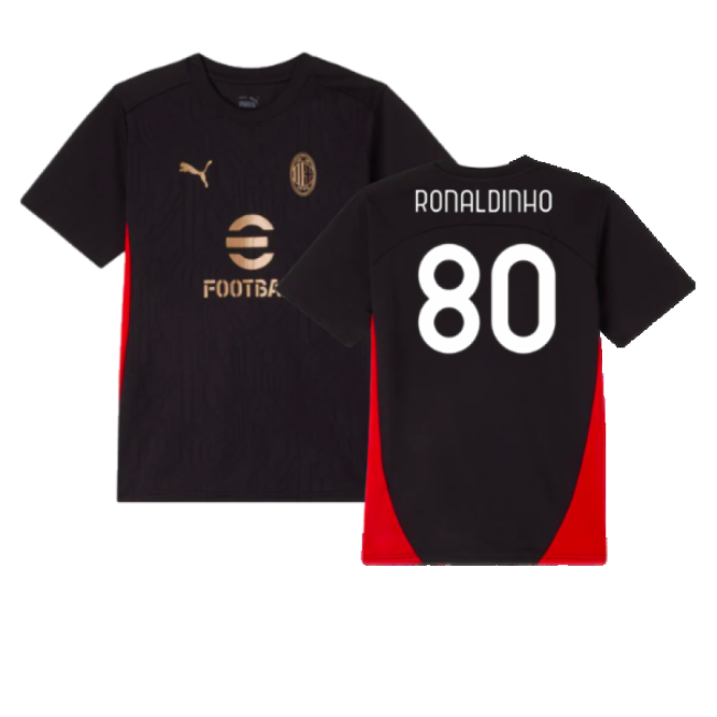 Official Acm Ac Milan Training Shirt Black Kids Ronaldinho #80 Hig...