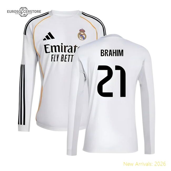 High-quality 2025-2026 Real Madrid Long Sleeve Home Jersey (brahim 21)