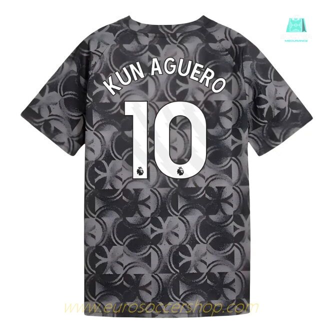 2025-2026 Man City Warm Up Jersey (Black) - Kids (Kun Aguero 10)