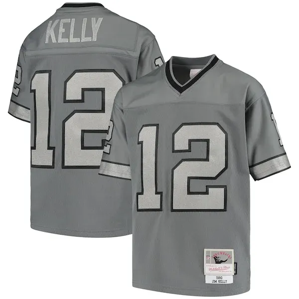None Jim Kelly Replica Jersey - Charcoal | NFL Player Jersey
