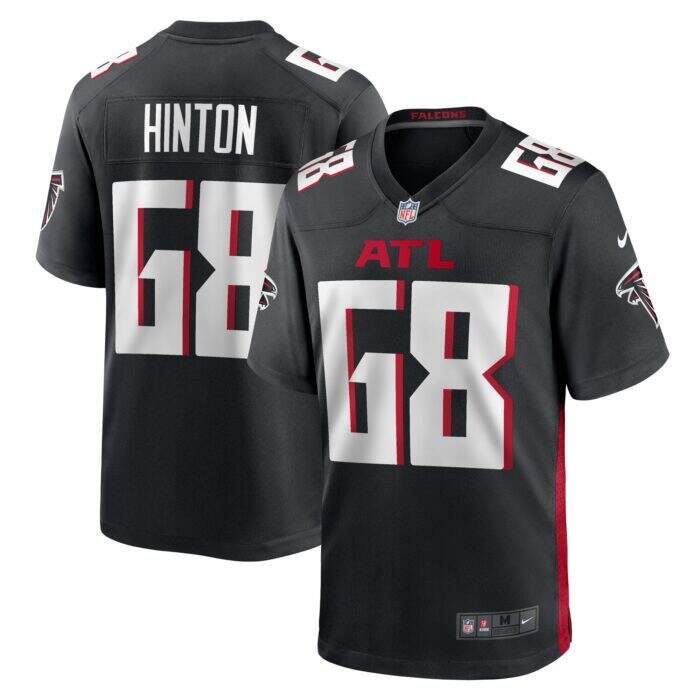 Men's Atlanta Falcons Kyle Hinton Nike Black Team Game Jer...