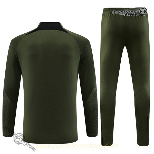 Barcelona 23-24 Army Green Tracksuit with Zipper Design
