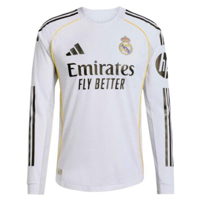 2025-2026 Real Madrid Authentic Long Sleeve Home Shirt (Vini Jr. 7)