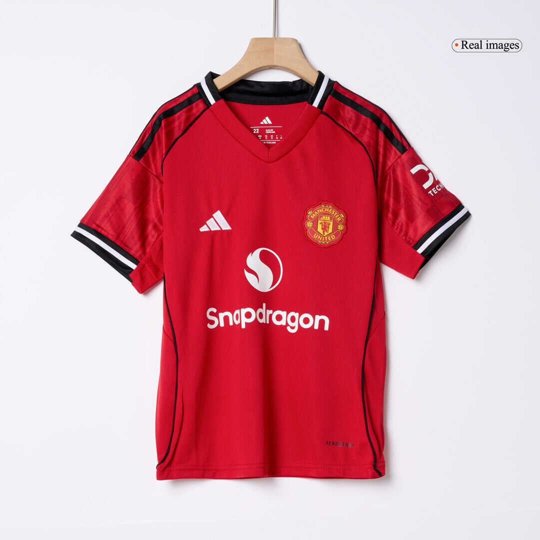 Manchester United Home Kids Soccer Jerseys Kit 2025/26