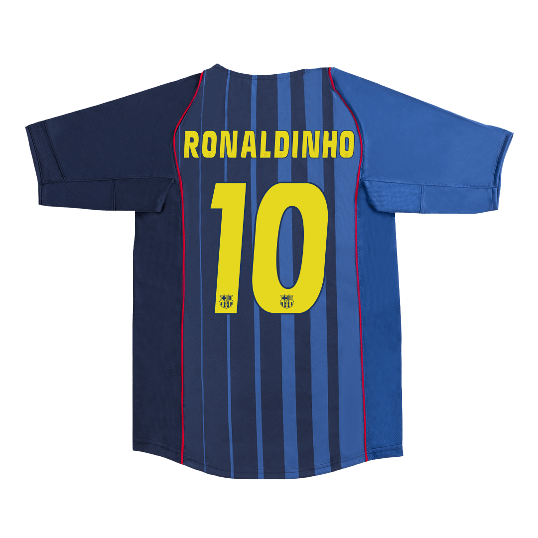 Retro RONALDINHO #10 2004/05 Barcelona Away Soccer JerseyAuthentic Kit