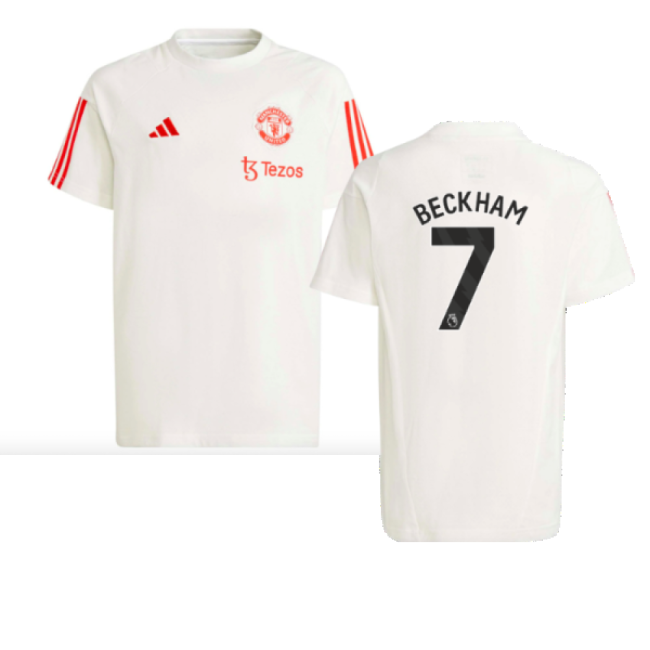 Retro Man Utd 2023-2024 Man Utd Training Tee (White) - Kids (Beckha...