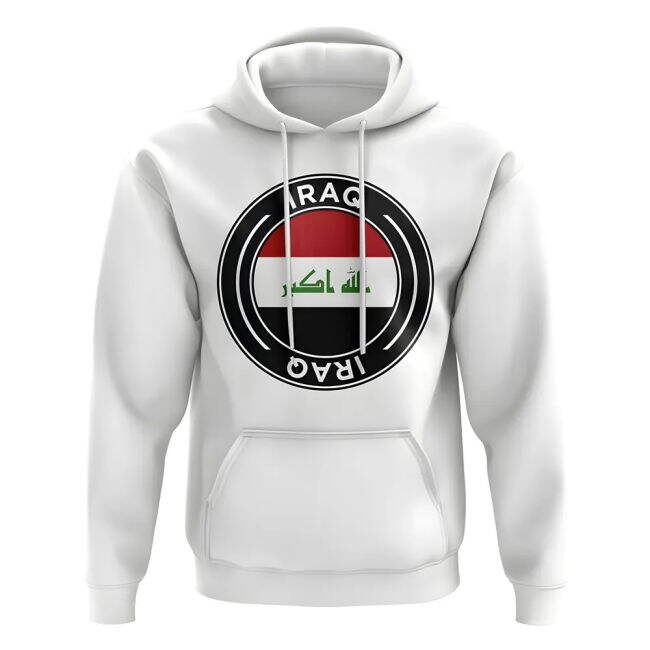 Limited-Edition Premium-Quality Iraq Football Badge Hoodie (White)