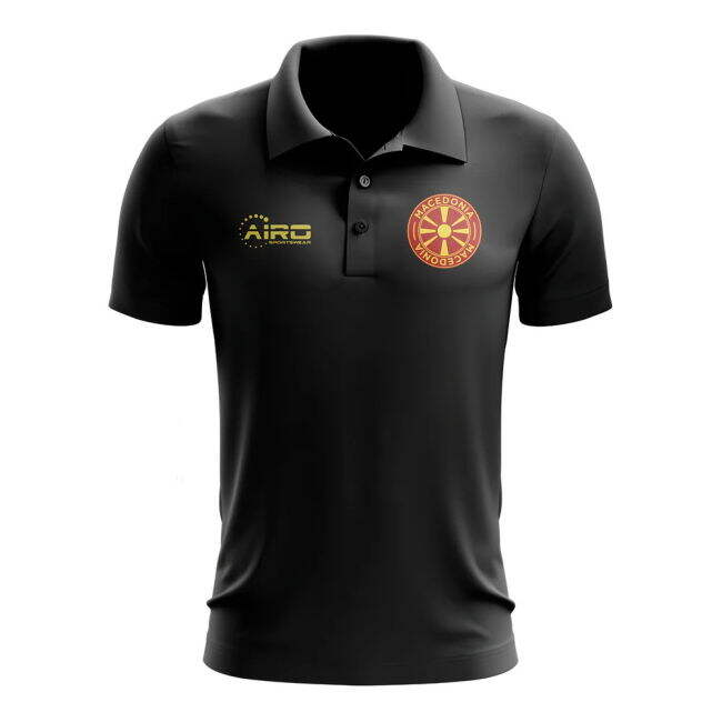 Macedonia Football Polo Shirt (Black) Official Performance