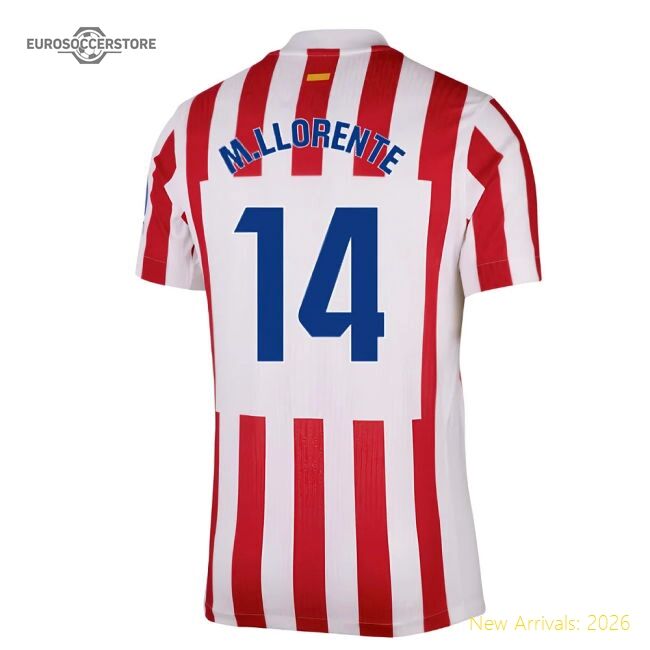 Fan-Favorite 2025-2026 Atletico Madrid Home Authentic Shirt (M.Llorente