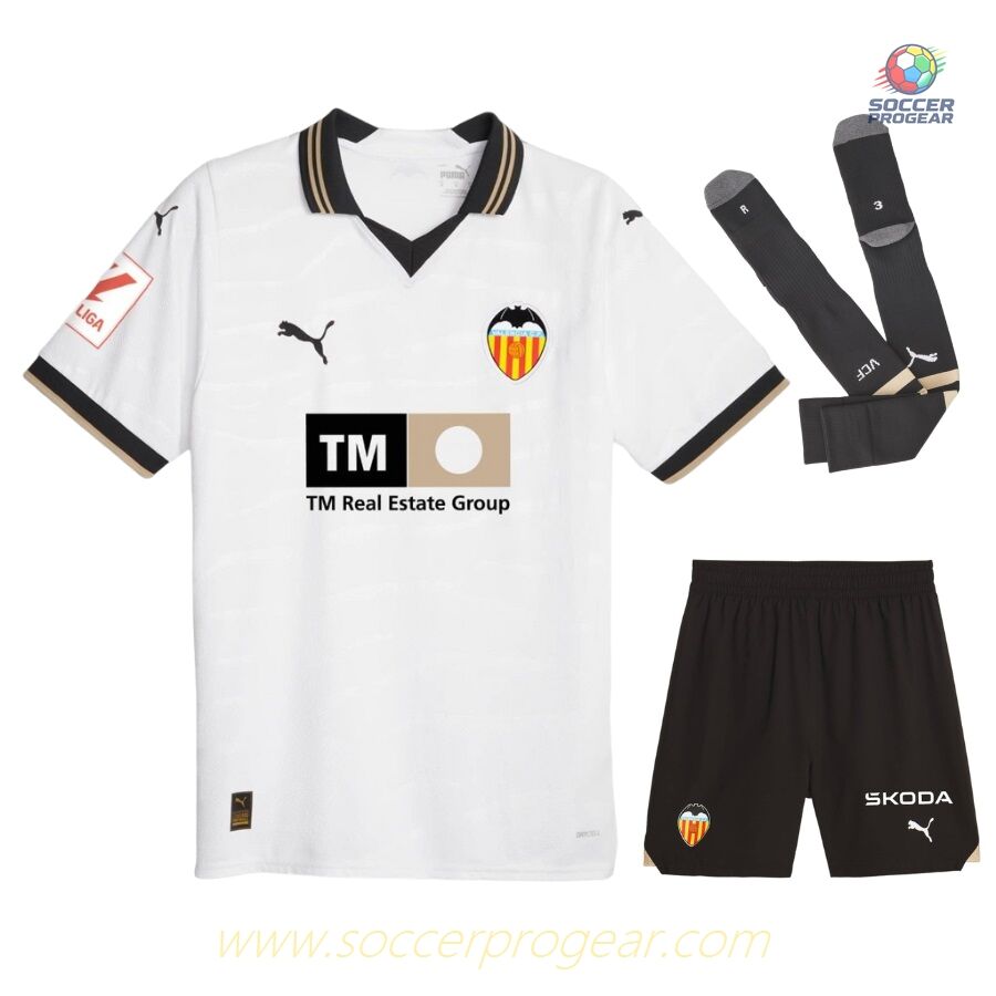 FC Valencia Home Youth Football Kit Football Shirt 2023 2024