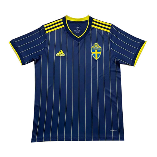 Euro 2020 Sweden Away Blue Stripe Soccer Jersey Shirt - Official