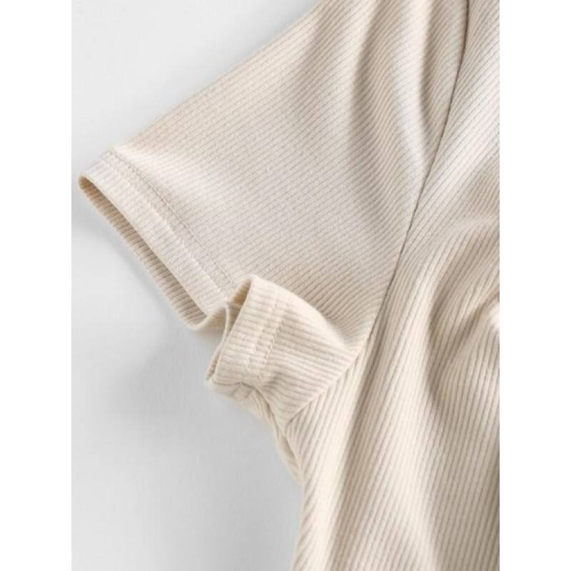 Ribbed Ruched Cutout Crop Tee RW1781